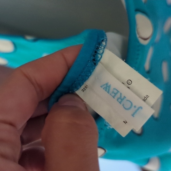 J. Crew Blue with White Polka Dot Halter One Piece Swimsuit Size 14 - Picture 8 of 10